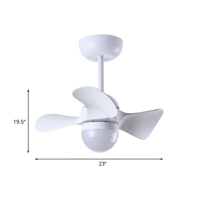 Dome Dining Room LED Ceiling Fan Acrylic 3 Blades Nordic Semi Mount Lighting in White, 23" Width Clearhalo 'Ceiling Fans with Lights' 'Ceiling Fans' 'Modern Ceiling Fans' 'Modern' Lighting' 1136184