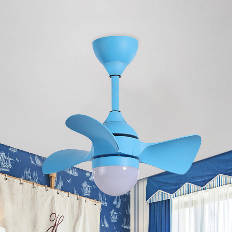 23.5" W Half-Sphere Shade LED Fan Lamp Macaron Acrylic Kids Bedroom Semi-Flush Ceiling Light with 3 Blades in Pink/Blue Clearhalo 'Ceiling Fans with Lights' 'Ceiling Fans' 'Modern Ceiling Fans' 'Modern' Lighting' 1136186