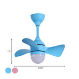 23.5" W Half-Sphere Shade LED Fan Lamp Macaron Acrylic Kids Bedroom Semi-Flush Ceiling Light with 3 Blades in Pink/Blue Clearhalo 'Ceiling Fans with Lights' 'Ceiling Fans' 'Modern Ceiling Fans' 'Modern' Lighting' 1136188