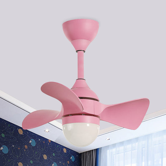 23.5" W Half-Sphere Shade LED Fan Lamp Macaron Acrylic Kids Bedroom Semi-Flush Ceiling Light with 3 Blades in Pink/Blue Pink Clearhalo 'Ceiling Fans with Lights' 'Ceiling Fans' 'Modern Ceiling Fans' 'Modern' Lighting' 1136189