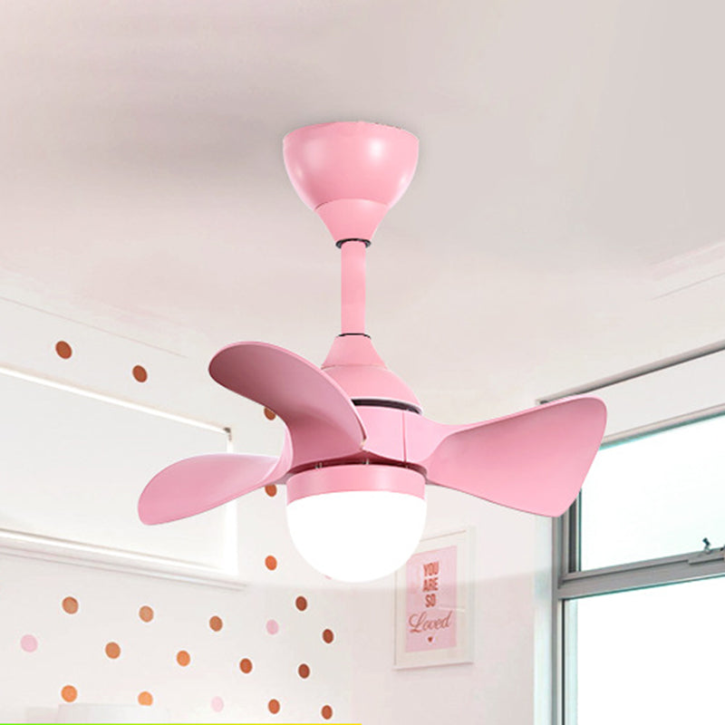 23.5" W Half-Sphere Shade LED Fan Lamp Macaron Acrylic Kids Bedroom Semi-Flush Ceiling Light with 3 Blades in Pink/Blue Clearhalo 'Ceiling Fans with Lights' 'Ceiling Fans' 'Modern Ceiling Fans' 'Modern' Lighting' 1136190