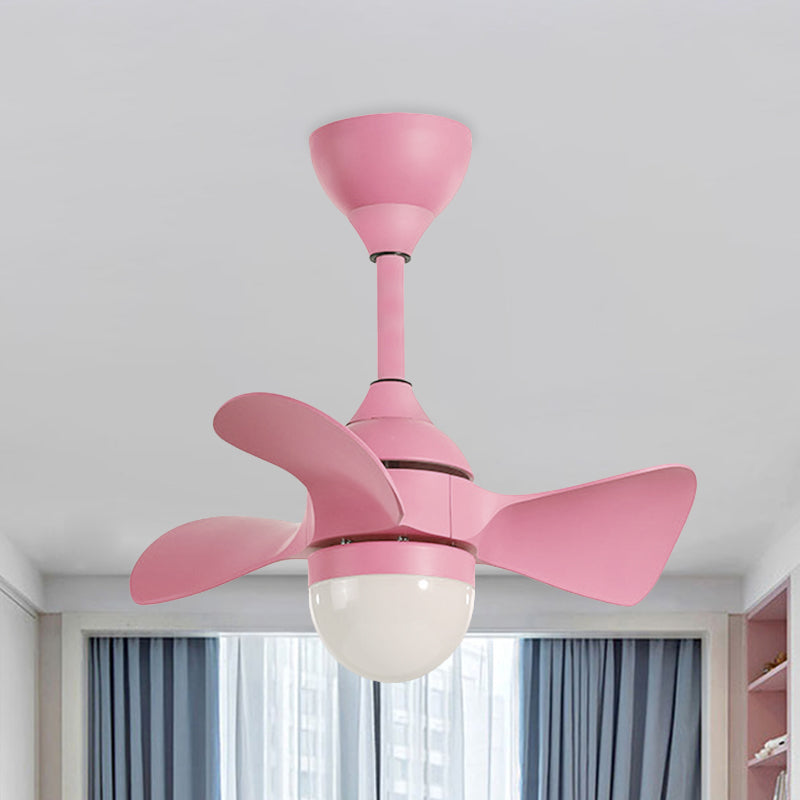 23.5" W Half-Sphere Shade LED Fan Lamp Macaron Acrylic Kids Bedroom Semi-Flush Ceiling Light with 3 Blades in Pink/Blue Clearhalo 'Ceiling Fans with Lights' 'Ceiling Fans' 'Modern Ceiling Fans' 'Modern' Lighting' 1136191