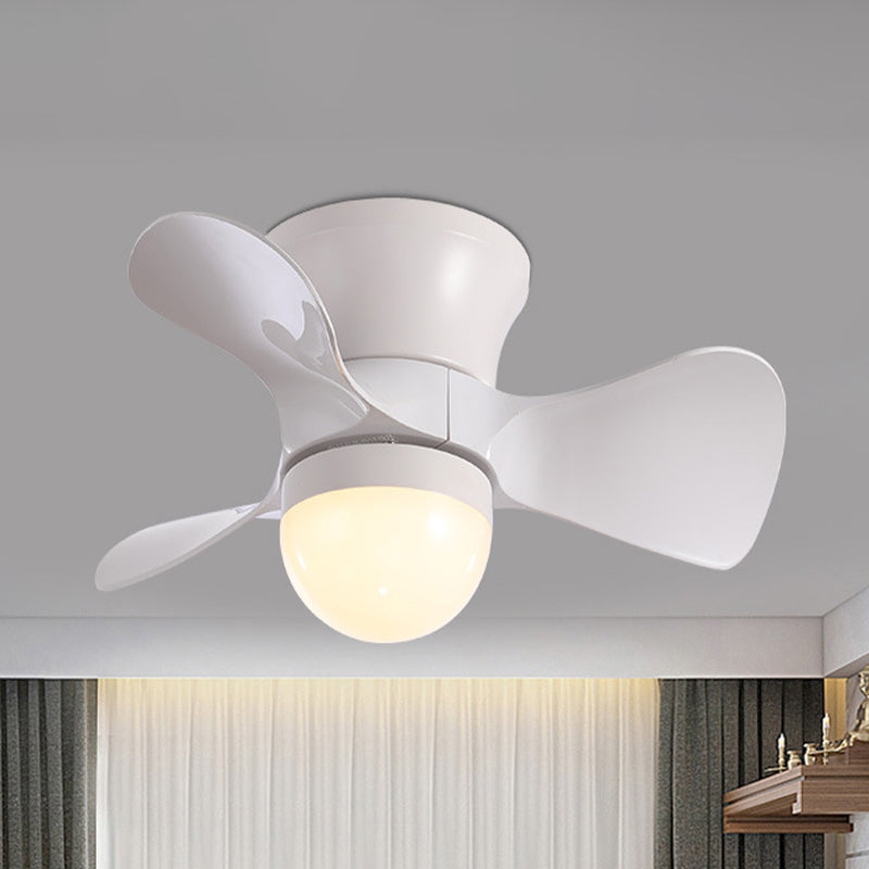Nordic Half-Globe Acrylic Fan Lighting 23.5" Wide 3-Blade LED Flush Ceiling Light in Coffee/White Clearhalo 'Ceiling Fans with Lights' 'Ceiling Fans' 'Modern Ceiling Fans' 'Modern' Lighting' 1136202