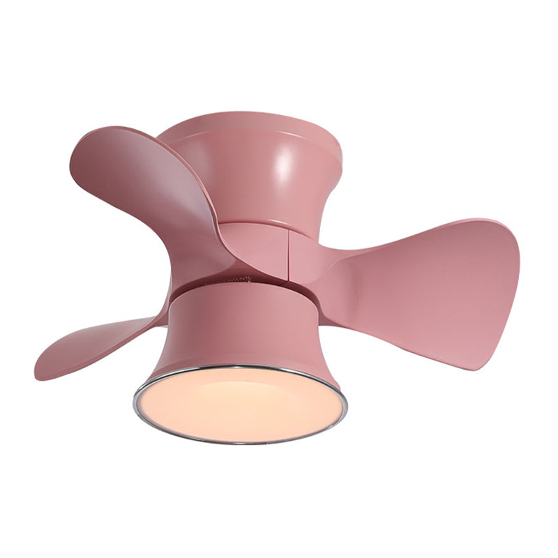 3-Blade Macaron LED Flush Ceiling Fan Blue/Pink Curvy Flushmount Lighting with Acrylic Shade, 23.5" Width Clearhalo 'Ceiling Fans with Lights' 'Ceiling Fans' 'Modern Ceiling Fans' 'Modern' Lighting' 1136210