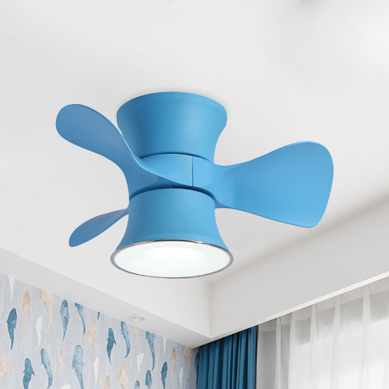 3-Blade Macaron LED Flush Ceiling Fan Blue/Pink Curvy Flushmount Lighting with Acrylic Shade, 23.5" Width Clearhalo 'Ceiling Fans with Lights' 'Ceiling Fans' 'Modern Ceiling Fans' 'Modern' Lighting' 1136214