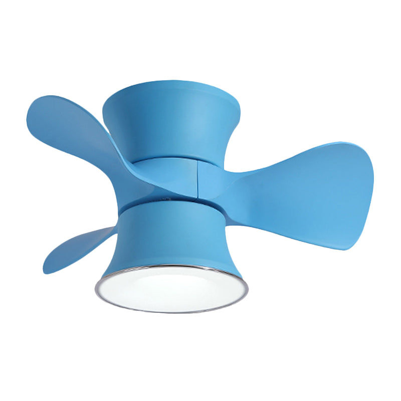 3-Blade Macaron LED Flush Ceiling Fan Blue/Pink Curvy Flushmount Lighting with Acrylic Shade, 23.5" Width Clearhalo 'Ceiling Fans with Lights' 'Ceiling Fans' 'Modern Ceiling Fans' 'Modern' Lighting' 1136215