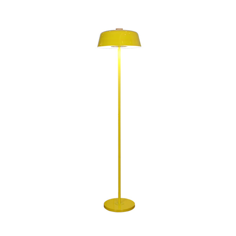 Barn Shade Floor Standing Light Nordic Metallic Single Light Pink/Yellow Finish Stand Up Lamp Clearhalo 'Floor Lamps' 'Lamps' Lighting' 1136244