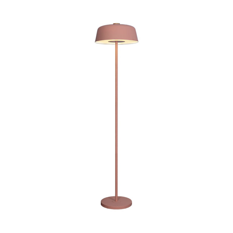 Barn Shade Floor Standing Light Nordic Metallic Single Light Pink/Yellow Finish Stand Up Lamp Clearhalo 'Floor Lamps' 'Lamps' Lighting' 1136249