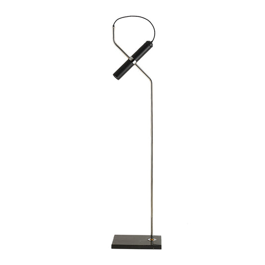 Post Modern Tube Floor Lamp Metallic Living Room LED Stand Up Light with Curved Arm in Gold/Chrome Clearhalo 'Floor Lamps' 'Lamps' Lighting' 1136268