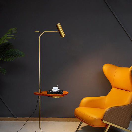 Tubular Metal Floor Table Light Postmodern LED Gold Standing Floor Lamp for Living Room Clearhalo 'Floor Lamps' 'Lamps' Lighting' 1136279