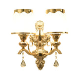 2-Light Wall Light Fixture with Barrel Shade Opal Glass Post Modern Bedroom Wall Lamp in Gold Clearhalo 'Modern wall lights' 'Modern' 'Wall Lamps & Sconces' 'Wall Lights' Lighting' 1136299