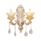 Mid Century Floral Wall Mount Lamp 2-Bulb Crystal Wall Sconce Lighting in Gold for Living Room Clearhalo 'Wall Lamps & Sconces' 'Wall Lights' Lighting' 1136303