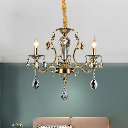 Candle Dining Room Ceiling Hang Fixture Mid Century Metallic 3 Lights Bronze Chandelier Lighting Bronze Clearhalo 'Ceiling Lights' 'Chandeliers' Lighting' options 1136374_c32ff916-c573-45ef-9c04-78b0cbf67eab