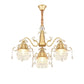 Gold 3 Heads Pendulum Lighting Post Modern Crystal Drip Cylinder Hanging Chandelier for Bedroom Clearhalo 'Ceiling Lights' 'Chandeliers' 'Modern Chandeliers' 'Modern' Lighting' 1136380