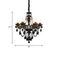 Modernism Candelabra Chandelier Light Fixture 6 Bulbs Crystal Swag Ceiling Suspension Lamp in Black Clearhalo 'Ceiling Lights' 'Chandeliers' 'Modern Chandeliers' 'Modern' Lighting' 1136385
