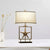 1 Bulb Table Stand Lamp Rustic Starfish Resin Night Light with Rectangle Fabric Shade in White White Clearhalo 'Lamps' 'Table Lamps' Lighting' 1136406