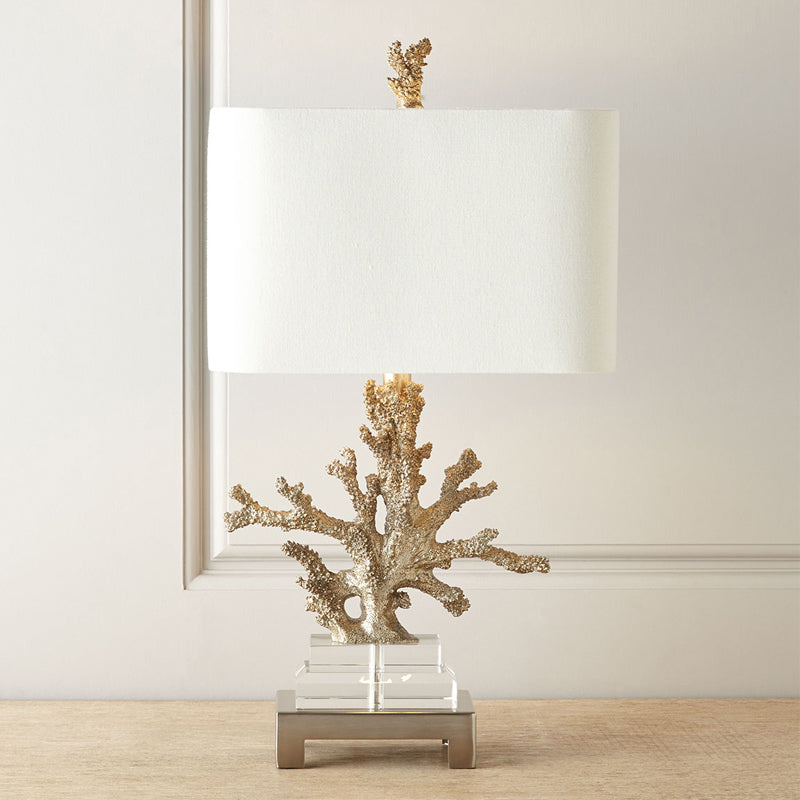 Cuboid Bedside Night Table Lamp Traditional Fabric 1-Light Black/White Night Light with Coral Pedestal Clearhalo 'Lamps' 'Table Lamps' Lighting' 1136484