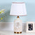 Modern Truncated Cone Shade Table Light 1 Head Pleated Fabric Nightstand Lamp with Flower Decor in White White Clearhalo 'Lamps' 'Table Lamps' Lighting' 1136588