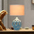 Blue Hollowed Out Night Light Traditional Ceramic Single Living Room Table Lamp with Cylindrical Fabric Shade Blue Clearhalo 'Lamps' 'Table Lamps' Lighting' 1136600