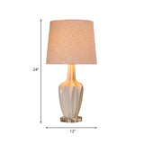 Vase Dining Table Light Simplicity Ceramic 1 Head White Night Stand Lamp with Fabric Lampshade Clearhalo 'Lamps' 'Table Lamps' Lighting' 1136607