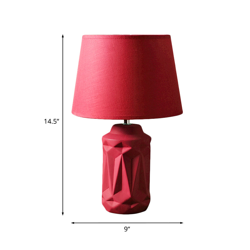 Ceramic Red Night Table Light Geometric-Cut Cylinder Single Minimalistic Nightstand Lamp Clearhalo 'Lamps' 'Table Lamps' Lighting' 1136632