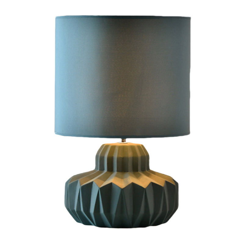 Cylinder Sitting Room Night Light Minimalist Fabric Single Blackish Green Table Lighting Clearhalo 'Lamps' 'Table Lamps' Lighting' 1136635