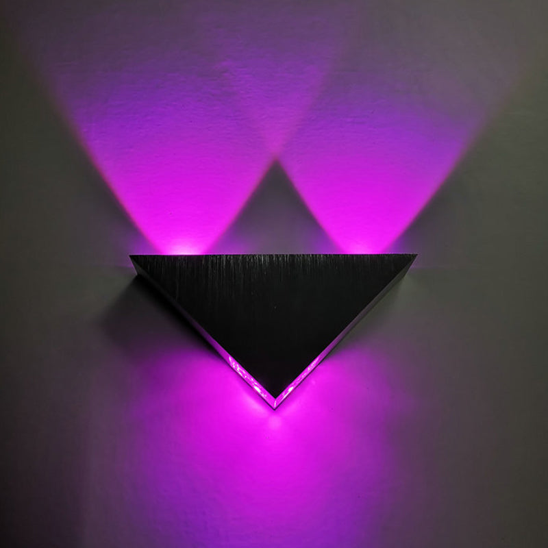 Brushed Silver Triangular Flush Mount Minimalistic Aluminum LED Wall Sconce in Multi-Colored/Blue/Red Light Silver Clearhalo 'Cast Iron' 'Glass' 'Industrial' 'Modern wall lights' 'Modern' 'Tiffany' 'Traditional wall lights' 'Wall Lamps & Sconces' 'Wall Lights' Lighting' 1136668