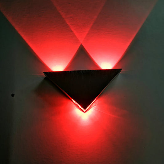 Brushed Silver Triangular Flush Mount Minimalistic Aluminum LED Wall Sconce in Multi-Colored/Blue/Red Light Clearhalo 'Cast Iron' 'Glass' 'Industrial' 'Modern wall lights' 'Modern' 'Tiffany' 'Traditional wall lights' 'Wall Lamps & Sconces' 'Wall Lights' Lighting' 1136669