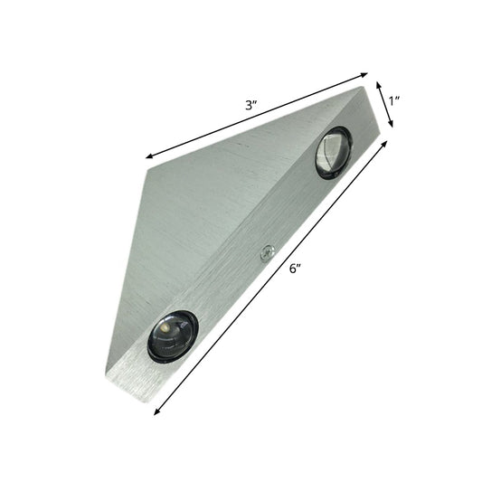 Brushed Silver Triangular Flush Mount Minimalistic Aluminum LED Wall Sconce in Multi-Colored/Blue/Red Light Clearhalo 'Cast Iron' 'Glass' 'Industrial' 'Modern wall lights' 'Modern' 'Tiffany' 'Traditional wall lights' 'Wall Lamps & Sconces' 'Wall Lights' Lighting' 1136671