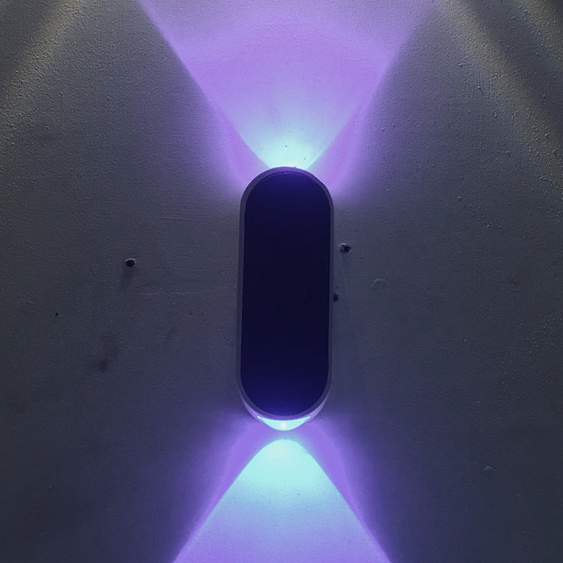 Corridor LED Flush Wall Sconce Simplicity Black and White Wall Lamp with Oblong Metal Shade, Purple/Yellow/Red Light Clearhalo 'Cast Iron' 'Glass' 'Industrial' 'Modern wall lights' 'Modern' 'Tiffany' 'Traditional wall lights' 'Wall Lamps & Sconces' 'Wall Lights' Lighting' 1136808