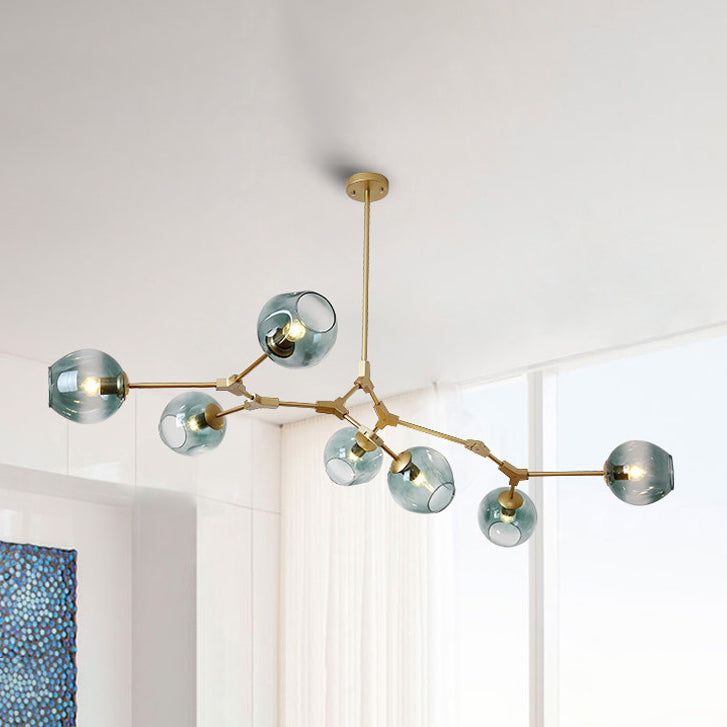 Bubble Chandelier Light Fixture with Ball Shade Modern Style Glass 5/6/7 Lights Black/Gold Finish Ceiling Lighting 7 Gold Clearhalo 'Ceiling Lights' 'Chandeliers' 'Glass shade' 'Glass' 'Modern Chandeliers' 'Modern' Lighting' 113682