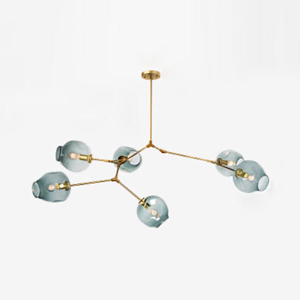 Bubble Chandelier Light Fixture with Ball Shade Modern Style Glass 5/6/7 Lights Black/Gold Finish Ceiling Lighting 6 Gold Clearhalo 'Ceiling Lights' 'Chandeliers' 'Glass shade' 'Glass' 'Modern Chandeliers' 'Modern' Lighting' 113684