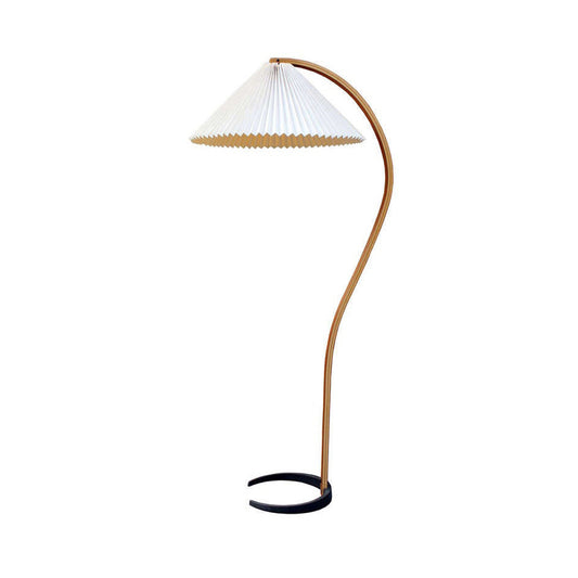 1 Light Bedside Floor Light Modernist White Stand Up Lamp with Conical Fabric Shade Clearhalo 'Floor Lamps' 'Lamps' Lighting' 1136858