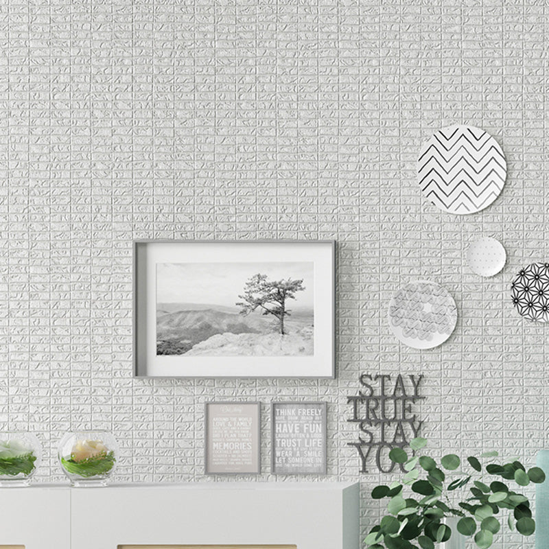 Grid Vinyl Wallpaper Roll for Guest Room Decor in Pastel Color, 20.5-inch x 33-foot Grey Clearhalo 'Modern wall decor' 'Modern' 'Wallpaper' Wall Decor' 1136886