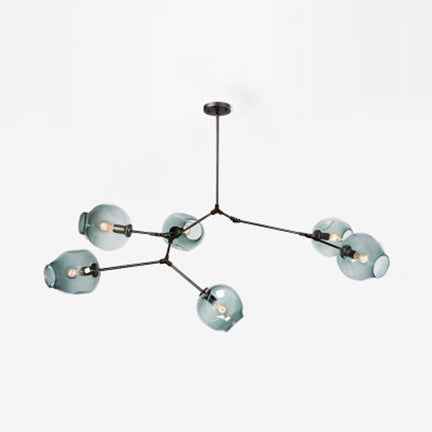 Bubble Chandelier Light Fixture with Ball Shade Modern Style Glass 5/6/7 Lights Black/Gold Finish Ceiling Lighting 6 Black Clearhalo 'Ceiling Lights' 'Chandeliers' 'Glass shade' 'Glass' 'Modern Chandeliers' 'Modern' Lighting' 113689