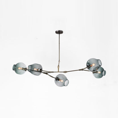 Bubble Chandelier Light Fixture with Ball Shade Modern Style Glass 5/6/7 Lights Black/Gold Finish Ceiling Lighting 5 Black Clearhalo 'Ceiling Lights' 'Chandeliers' 'Glass shade' 'Glass' 'Modern Chandeliers' 'Modern' Lighting' 113691