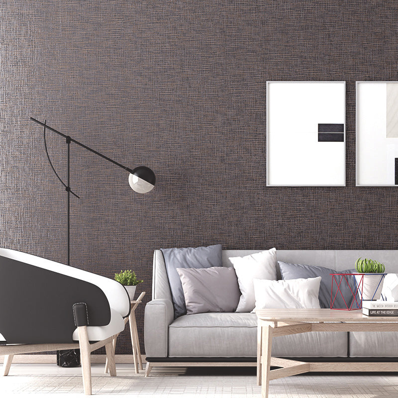 Neutral Color Nordic Wall Covering 20.5"W x 33'L Linen Textured Wallpaper for Dining Room Gray-Coffee Clearhalo 'Modern wall decor' 'Modern' 'Wallpaper' Wall Decor' 1137025
