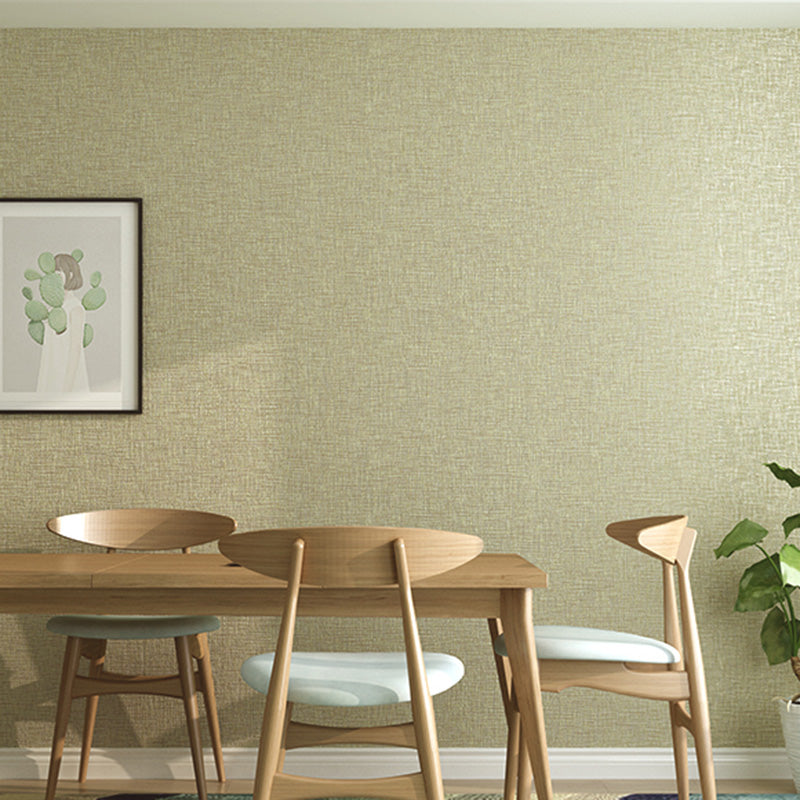Neutral Color Nordic Wall Covering 20.5"W x 33'L Linen Textured Wallpaper for Dining Room Olive Green Clearhalo 'Modern wall decor' 'Modern' 'Wallpaper' Wall Decor' 1137031