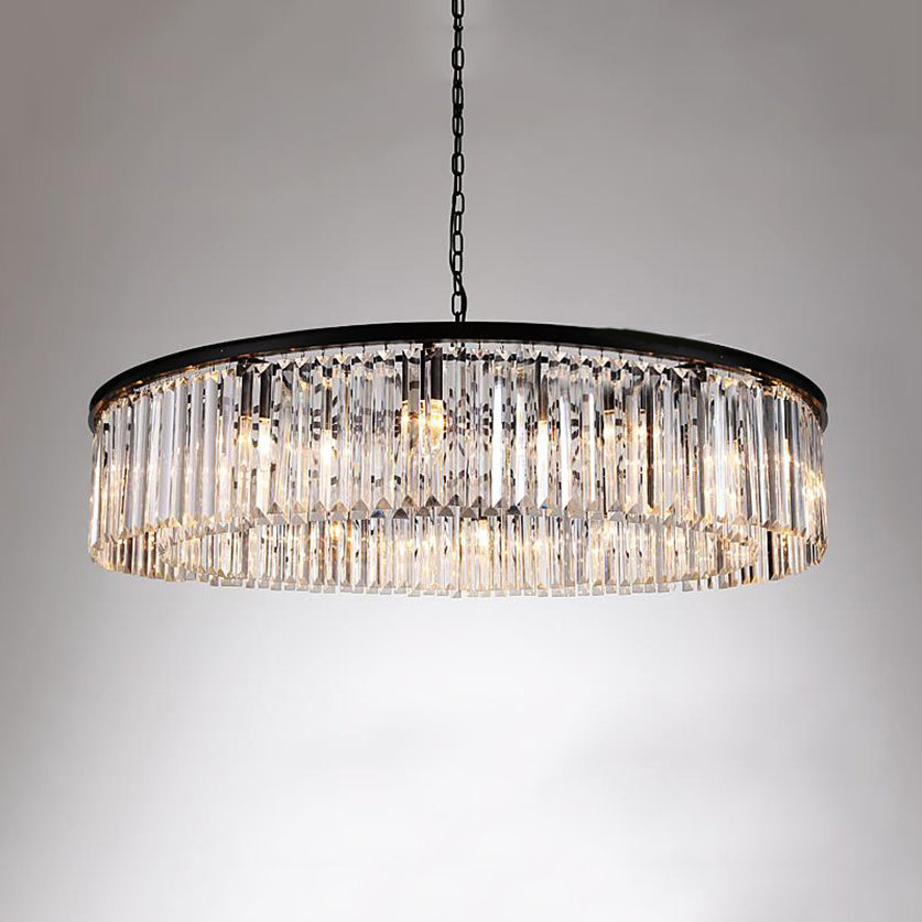 Drum Chandelier Pendant Light Contemporary Amber/Clear/Smoke Gray Crystal 6-Light LED Suspension Lamp with Adjustable Chain Clear Clearhalo 'Ceiling Lights' 'Chandeliers' 'Clear' 'Industrial' 'Modern Chandeliers' 'Modern' 'Tiffany' 'Traditional Chandeliers' Lighting' 113802