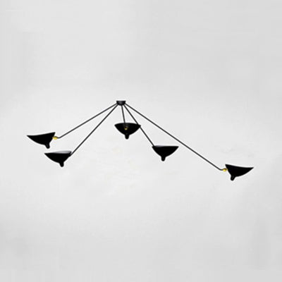 Metal Duckbill Hanging Lamp Post Modern 2/3/5 Lights Black Living Room Chandelier Light 5 Black A Clearhalo 'Ceiling Lights' 'Chandeliers' 'Modern Chandeliers' 'Modern' Lighting' 113959