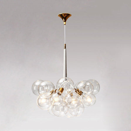 Globe Clear Glass Chandelier Lighting Contemporary 3/4/6 Lights Black/White Led Hanging Ceiling Lamp 4 White Clearhalo 'Ceiling Lights' 'Chandeliers' 'Glass shade' 'Glass' 'Modern Chandeliers' 'Modern' Lighting' 114020