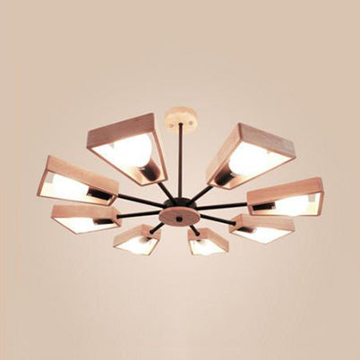 Modern Sputnik Chandelier Pendant Wooden 3/5/8-Light Bedroom Hanging Lamp in Black/White 8 Black Clearhalo 'Ceiling Lights' 'Chandeliers' Lighting' options 114035_20e71647-acba-4083-bb18-148aa7d4a9ce