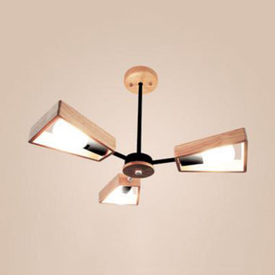 Modern Sputnik Chandelier Pendant Wooden 3/5/8-Light Bedroom Hanging Lamp in Black/White 3 Black Clearhalo 'Ceiling Lights' 'Chandeliers' Lighting' options 114037_8fb75f96-690b-4009-9e98-cbf881bcd3d7