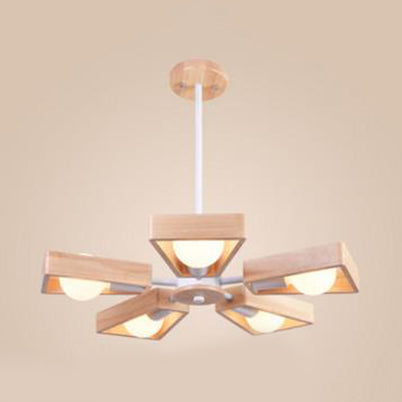 Modern Sputnik Chandelier Pendant Wooden 3/5/8-Light Bedroom Hanging Lamp in Black/White Clearhalo 'Ceiling Lights' 'Chandeliers' Lighting' options 114041