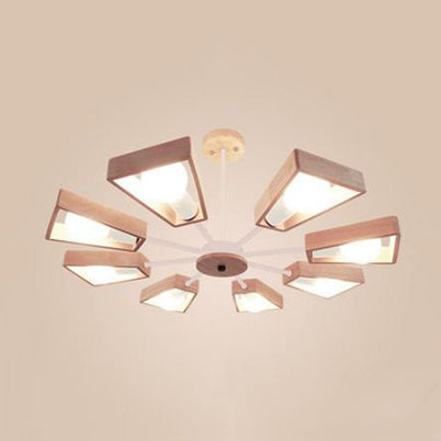 Modern Sputnik Chandelier Pendant Wooden 3/5/8-Light Bedroom Hanging Lamp in Black/White 8 White Clearhalo 'Ceiling Lights' 'Chandeliers' Lighting' options 114045_8117329a-fccd-447a-a60d-93aa27175b87