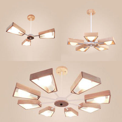 Modern Sputnik Chandelier Pendant Wooden 3/5/8-Light Bedroom Hanging Lamp in Black/White Clearhalo 'Ceiling Lights' 'Chandeliers' Lighting' options 114046