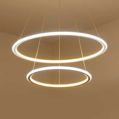 1/2/3 Lights Living Room Ceiling Pendant with Circle Acrylic Shade White Chandelier in Warm/White/Natural Light with Adjustable Cord 2 White Clearhalo 'Ceiling Lights' 'Chandeliers' 'Modern Chandeliers' 'Modern' Lighting' 114097