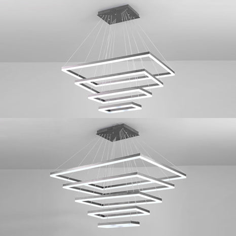 Multi-Layer Bedroom Chandelier Acrylic 1/2/3-Light LED Minimalist Suspension Pendant in Coffee, Warm/White/Natural Light Clearhalo 'Ceiling Lights' 'Chandeliers' 'Modern Chandeliers' 'Modern' Lighting' 114389