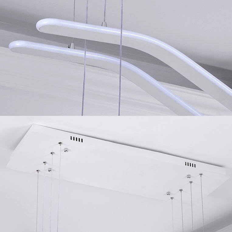 Streamlined Dining Room Ceiling Pendant Acrylic LED Minimalist Chandelier in Warm/White Light Clearhalo 'Ceiling Lights' 'Chandeliers' 'Modern Chandeliers' 'Modern' Lighting' 114476