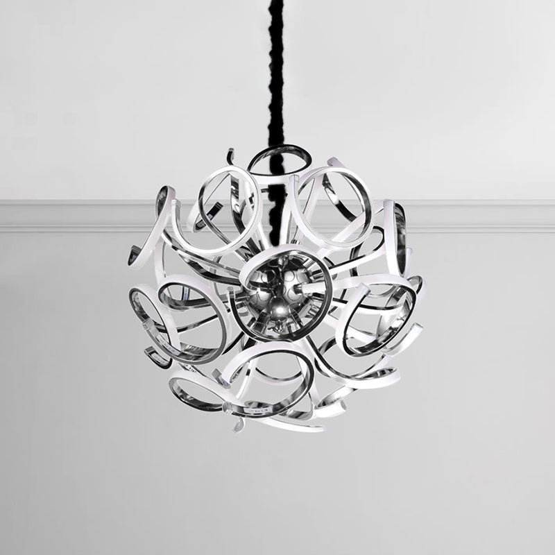 Globe Chandelier Pendant Light Contemporary Acrylic 12/18/24 Lights Gold/Silver Hanging Ceiling Light in White/Warm Silver Clearhalo 'Ceiling Lights' 'Chandeliers' 'Modern Chandeliers' 'Modern' Lighting' 114907